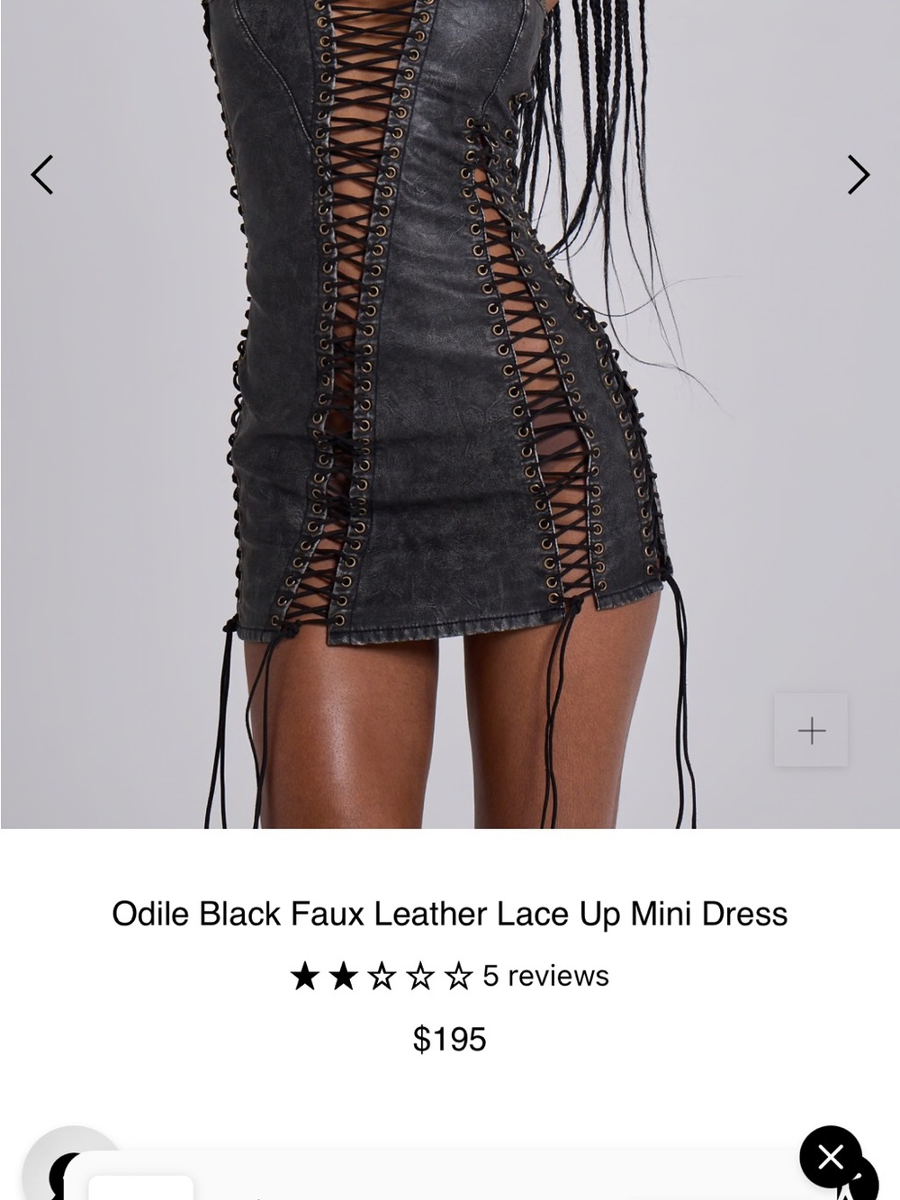 Jaded London Black Lace-Up Faux Leather Mini Dress